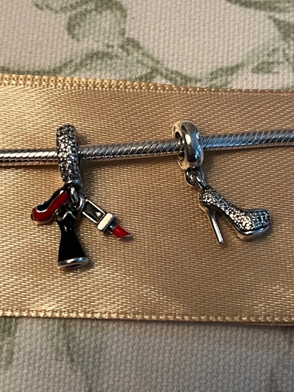 Set of 4 Pandora Charms-Trio Dangle-Sparkling Stiletto-Dazzling Dress-Clutch